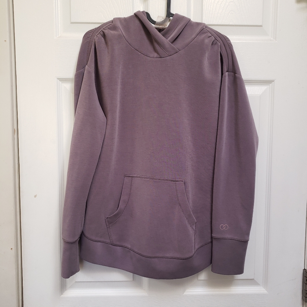 Calia Lavender Purple Gathered Shoulder Soft Scuba Sweatshirt Hoodie